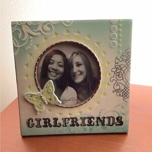 Picture Frame Ceramic w/a Butterfly & Girlfriends frame 7”x7” picture 4”x4”